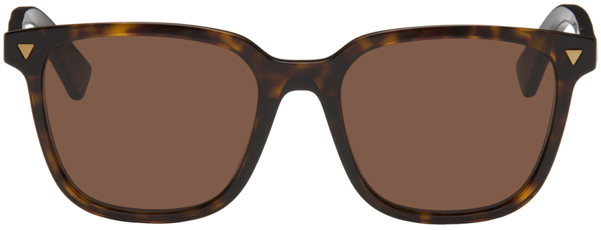 Bottega Veneta Tortoiseshell Square Sunglasses In Havana-havana-brown