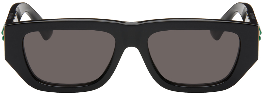 Bottega Veneta Black Bolt Sunglasses In Black-black-grey
