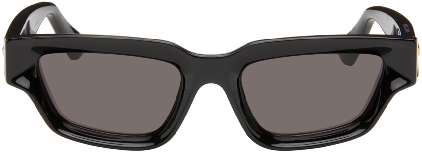 Bottega Veneta Black Sharp Square Sunglasses In Black-black-grey