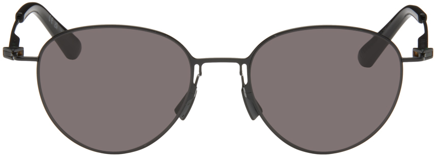 Bottega Veneta Black Round Sunglasses In Black-black-grey