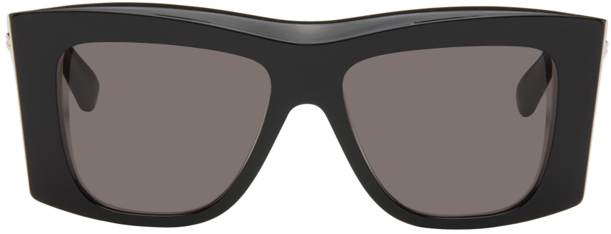 Bottega Veneta Black Visor Sunglasses In Black-black-grey