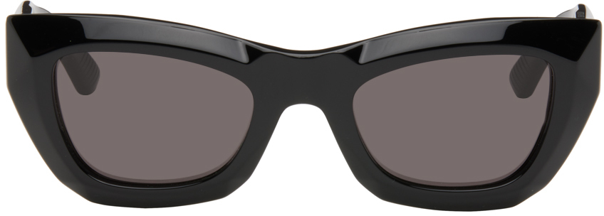 Bottega Veneta Black Cat-eye Sunglasses In Black-black-grey