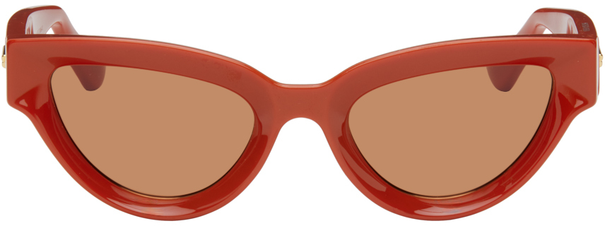Bottega Veneta Orange Sharp Cat-eye Sunglasses In Orange-orange-brown