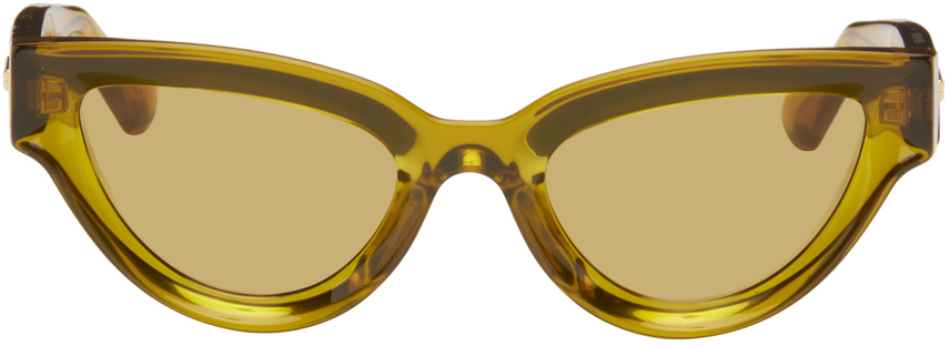 Bottega Veneta Brown Cat-eye Sunglasses In Brown-brown-yellow