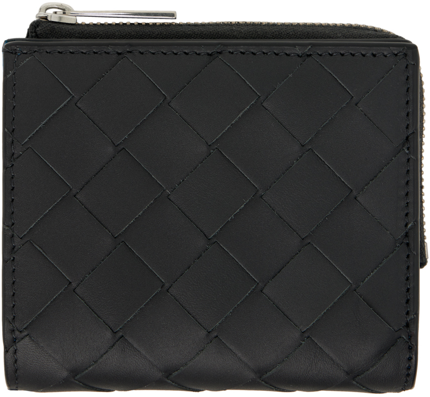 Bottega Veneta: Navy Intrecciato Bi-Fold Zip Wallet | SSENSE Bottega Veneta: Navy Intrecciato Bi-Fold Zip Wallet | SSENSE