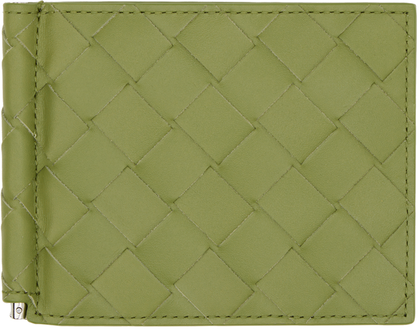 Green Intrecciato Bill Clip Wallet