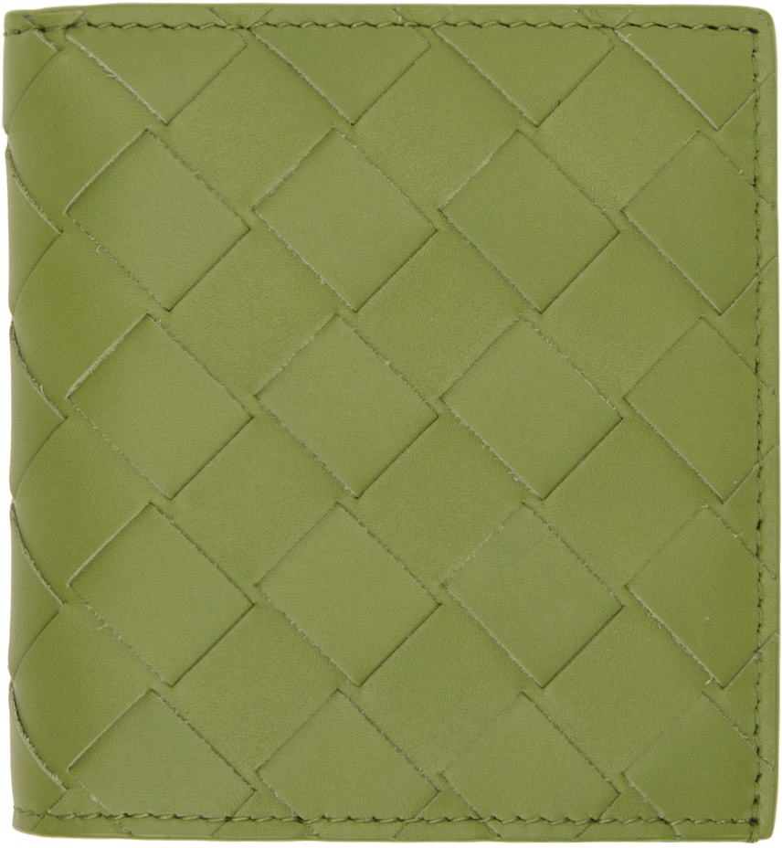Bottega Veneta: Green Intrecciato Slim Bi-Fold Wallet | SSENSE