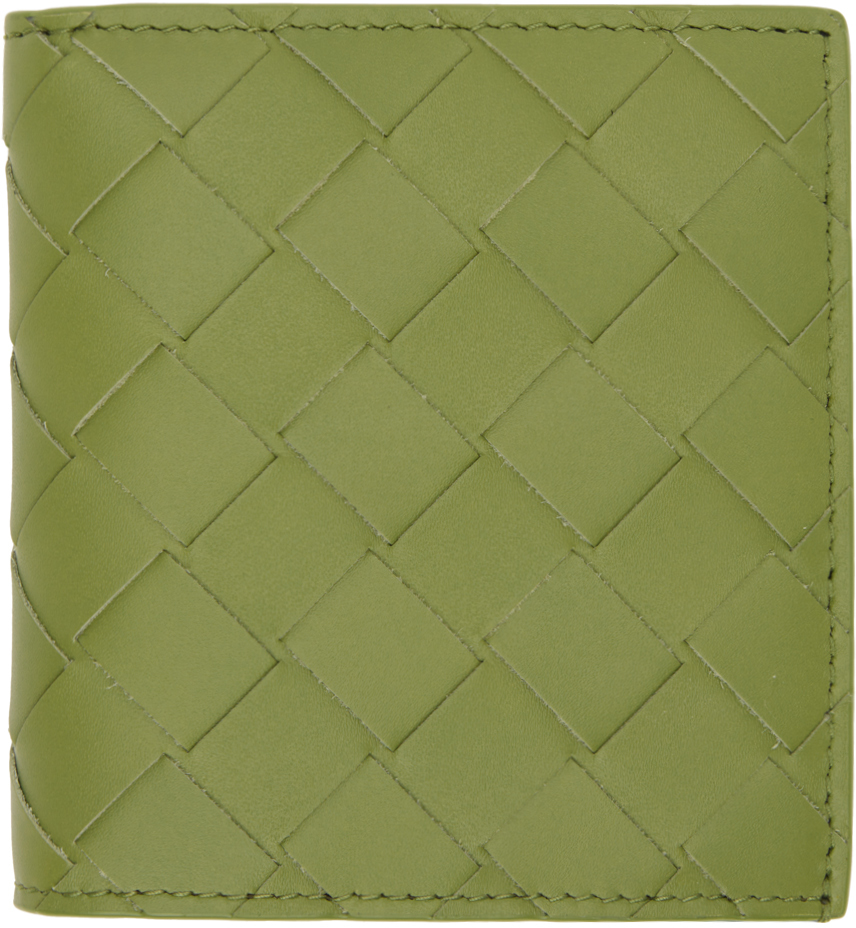 Bottega Veneta Green Intrecciato Slim Bi-fold Wallet