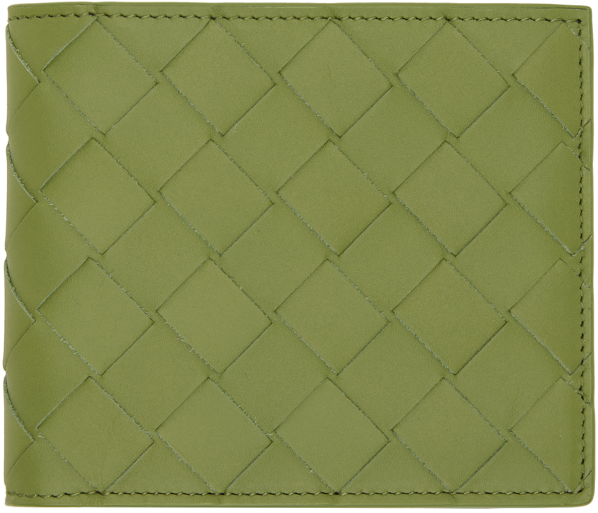 Bottega Veneta Green Intrecciato Bi-fold Wallet