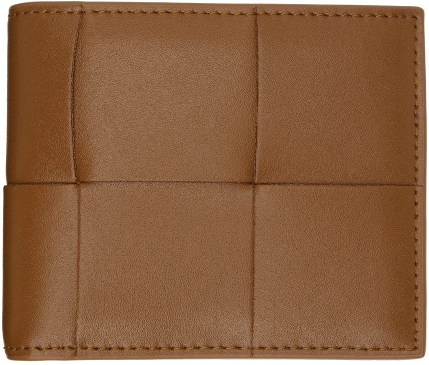 Shop Bottega Veneta Tan Cassette Bi-fold Wallet In 2539 Cognac