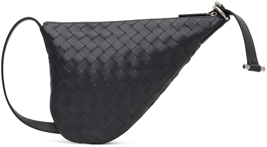 Bottega Veneta: Black Small Virgule Messenger Bag | SSENSE