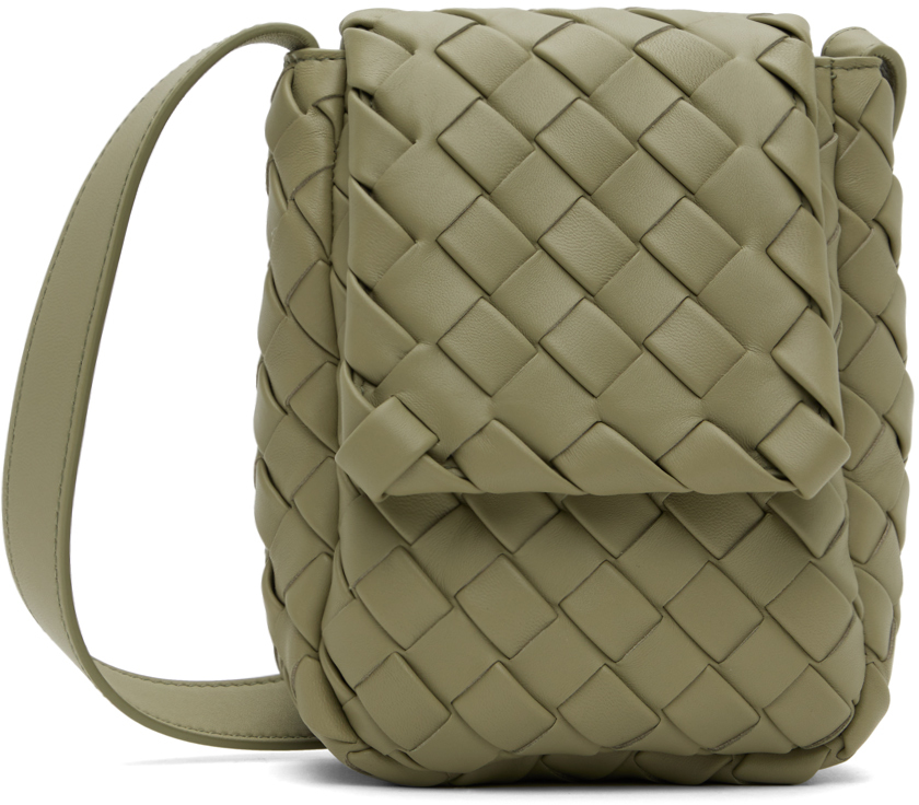 Bottega Veneta: Green Mini Vertical Cobble Pouch | SSENSE Canada