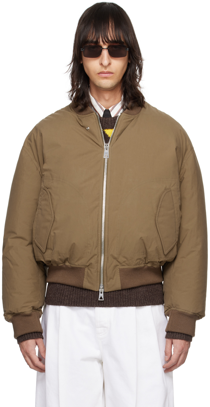 Brown Down Bomber Jacket