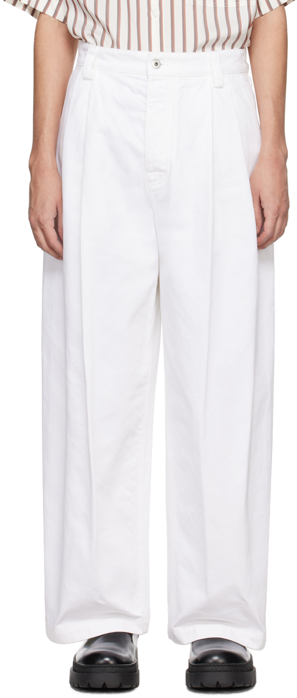 Bottega Veneta White Pleated Jeans In 9000-white