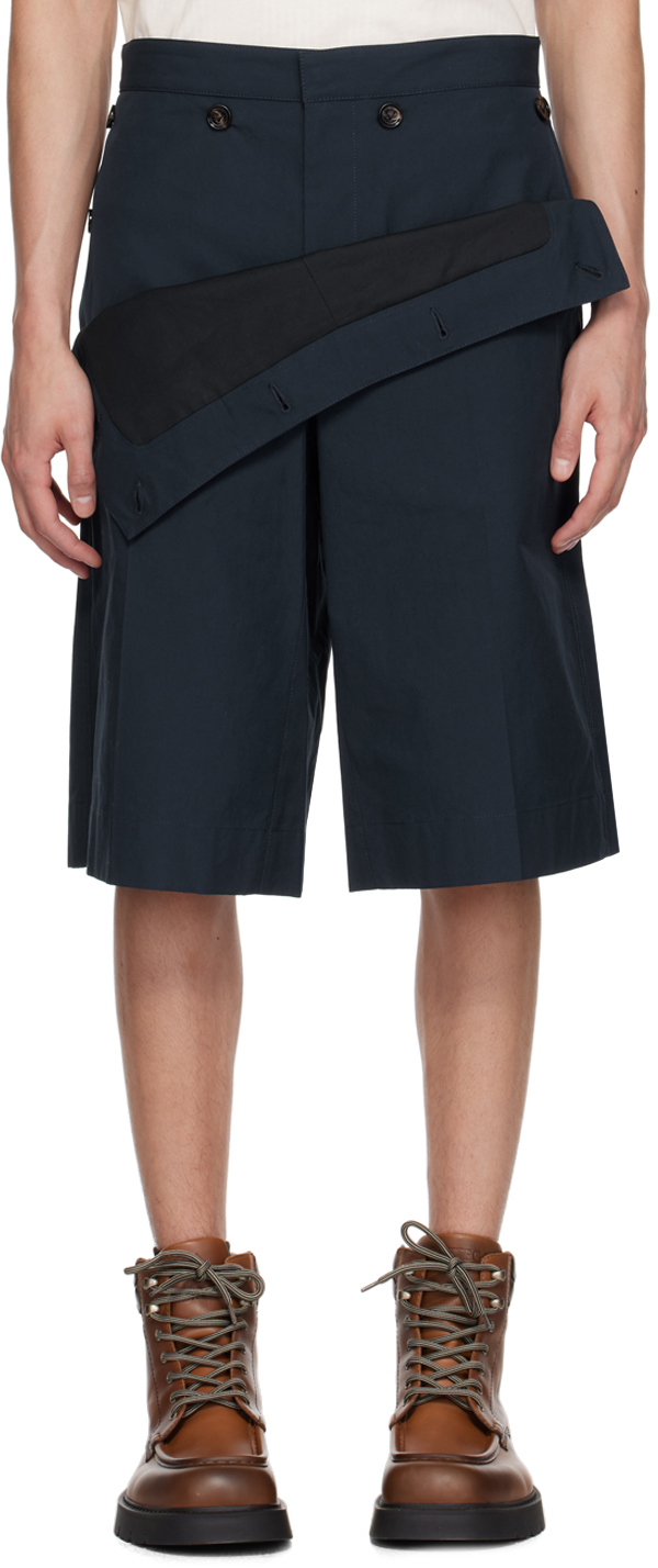 Navy Foldover Shorts