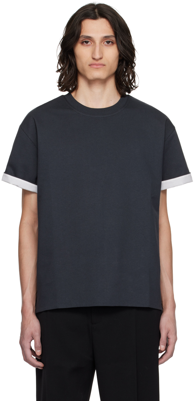 Shop Bottega Veneta Gray Double Layer T-shirt In 1312 Shadow