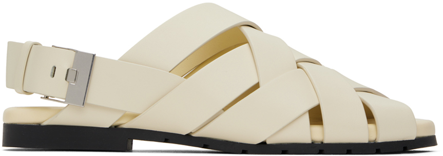 Shop Bottega Veneta Off-white Alfie Sandals In 9031-sea Salt