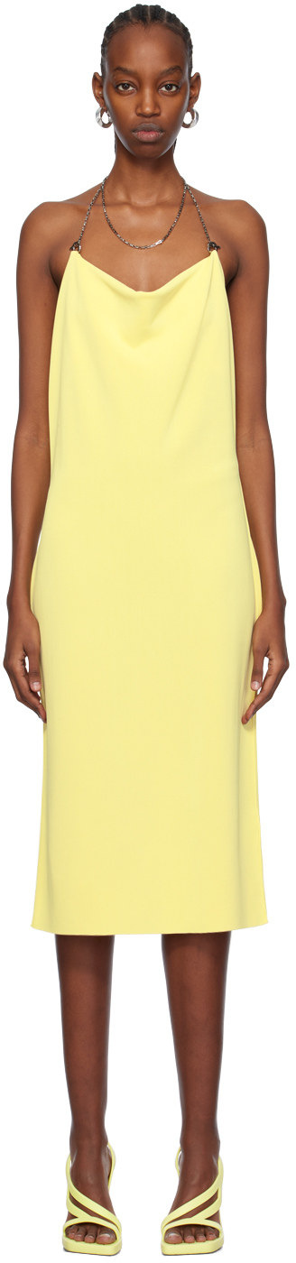 bottega veneta yellow chain midi dress