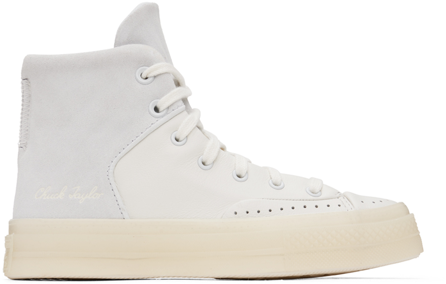 White & Gray Chuck 70 Marquis Leather Sneakers