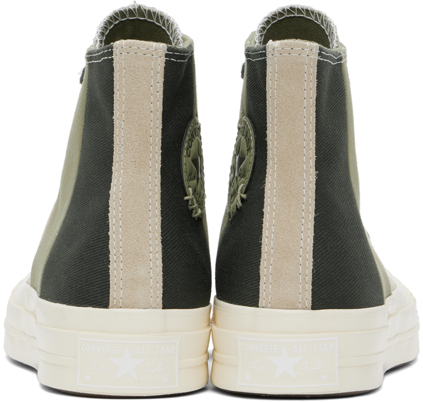 Converse Taupe & Green Chuck 70 Patchwork Suede Sneakers In Nutty Granola/mossy
