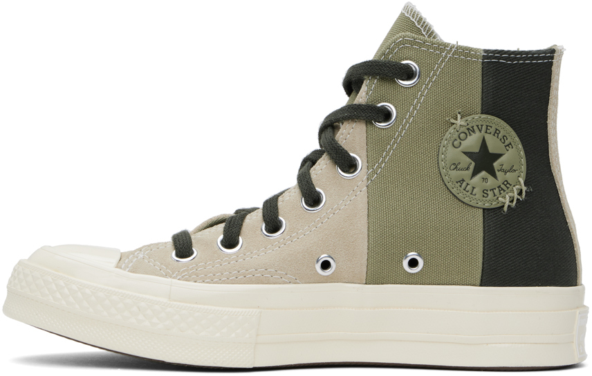 Converse Taupe & Green Chuck 70 Patchwork Suede Sneakers In Nutty Granola/mossy