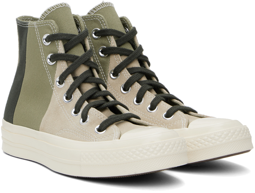 Converse Taupe & Green Chuck 70 Patchwork Suede Sneakers In Nutty Granola/mossy