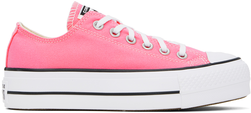 Converse Pink Chuck Taylor All Star Lift Trainers In Oops! Pink/white/bla