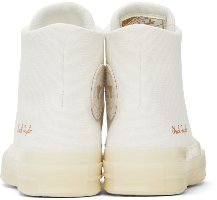 Converse Logo Patch High Upper Board Shoes In Vintage White/natura