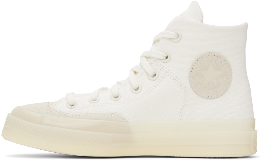 Converse Logo Patch High Upper Board Shoes In Vintage White/natura