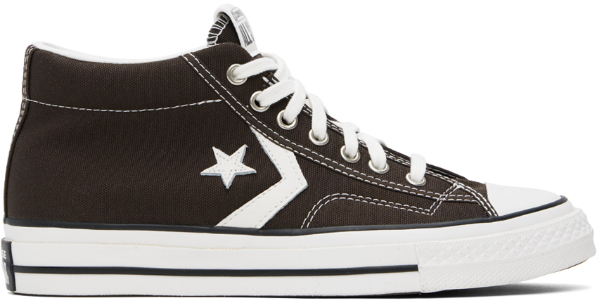 Shop Converse Brown Star Player 76 Mid Top Sneakers In Fresh Brew/vintage W