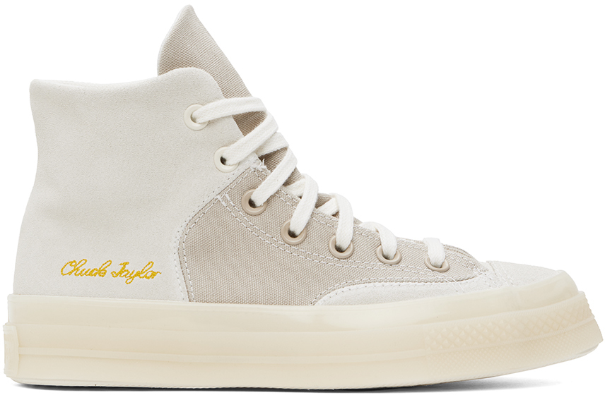 Gray & Beige Chuck 70 Marquis Mixed Materials High Top Sneakers