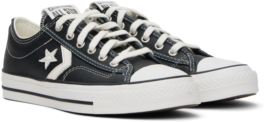 Converse All Star Canvas Star Player 76 Low Top Sneakers With Contras In Black/vintage White/