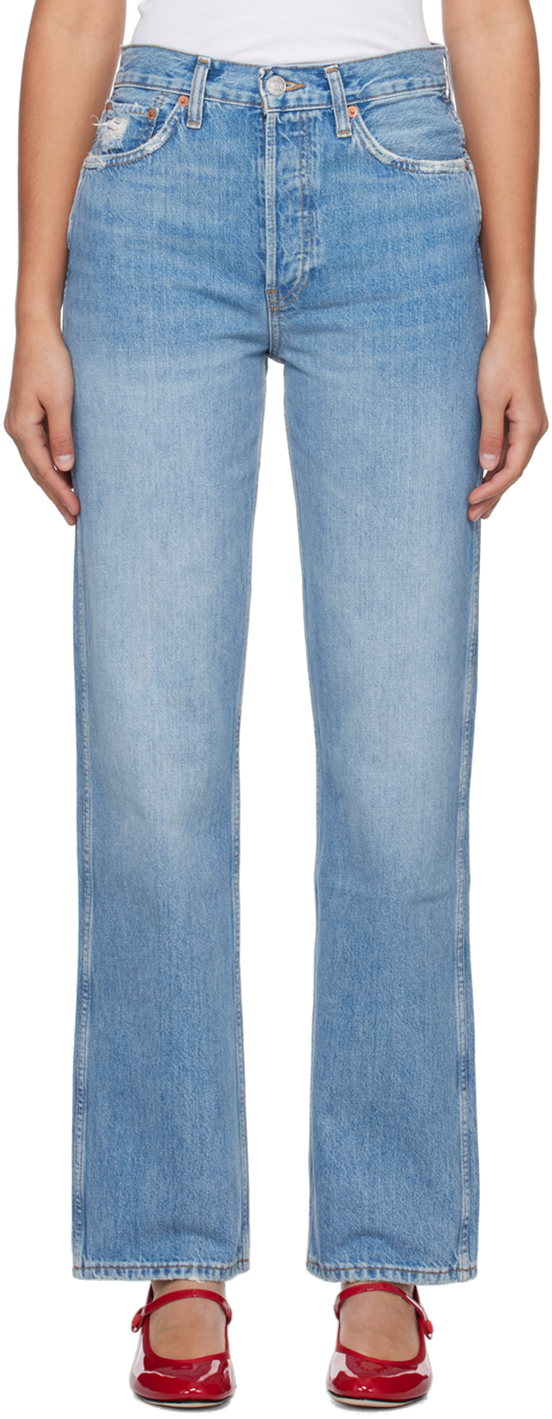 Blue 90s High Rise Loose Jeans