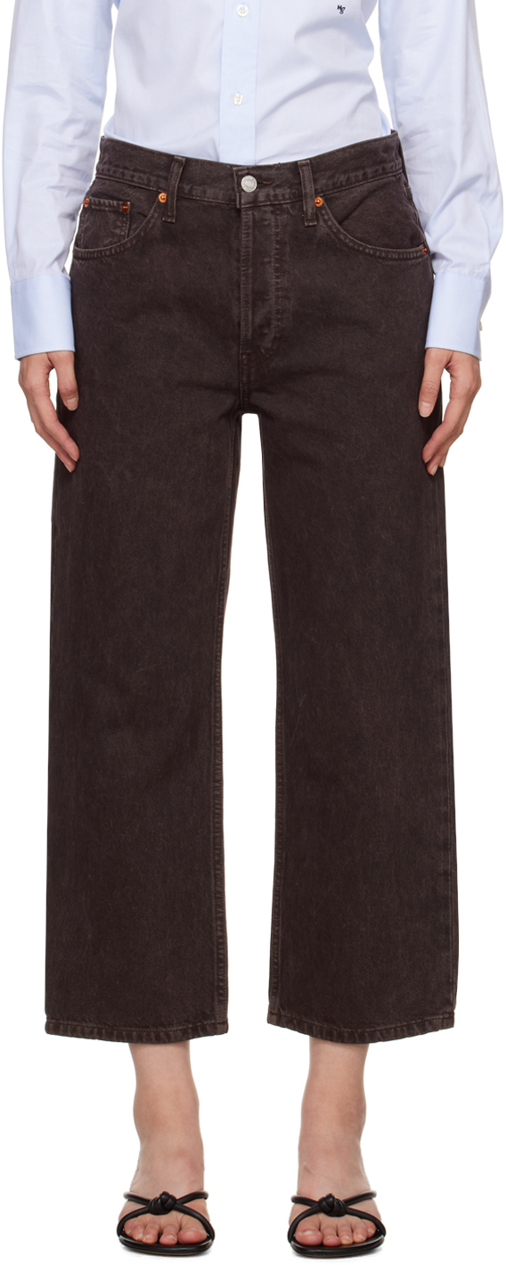 Re/done Brown Loose Crop Jeans In Cocoa