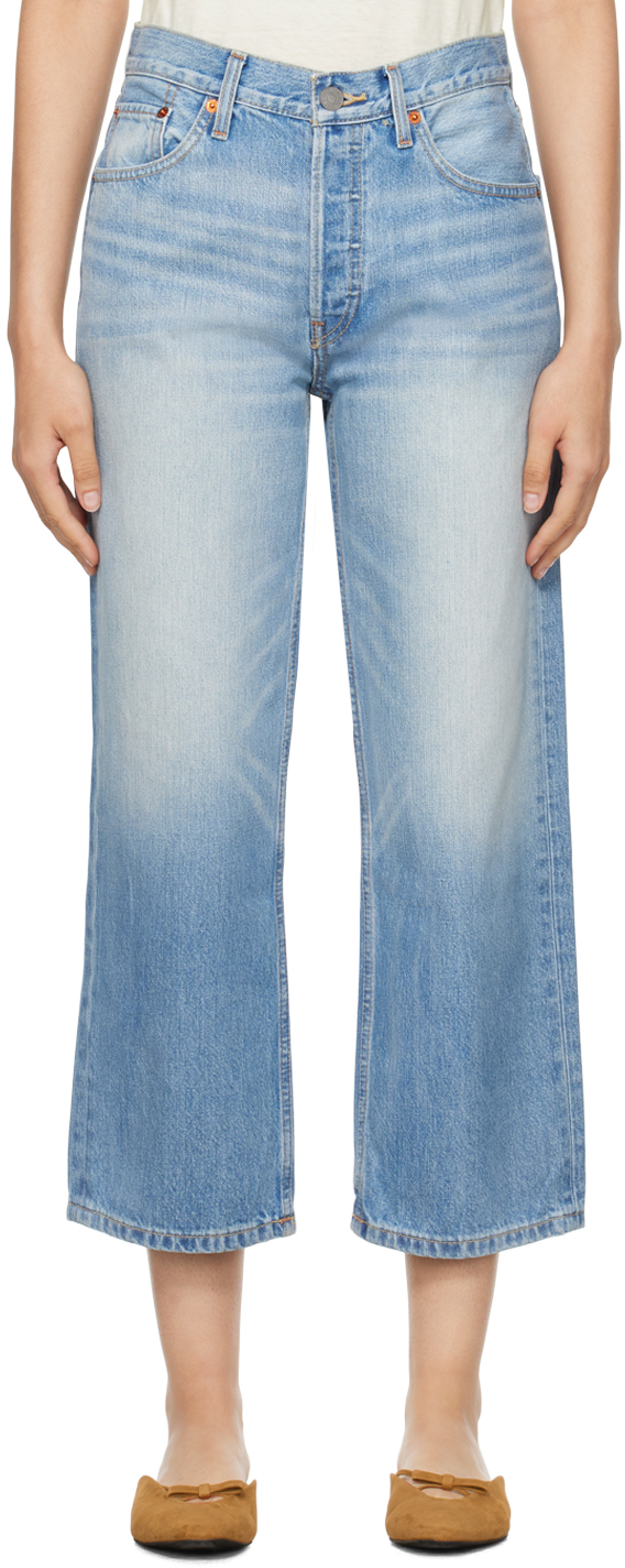 Re/done Blue Coated Jeans In Transparent