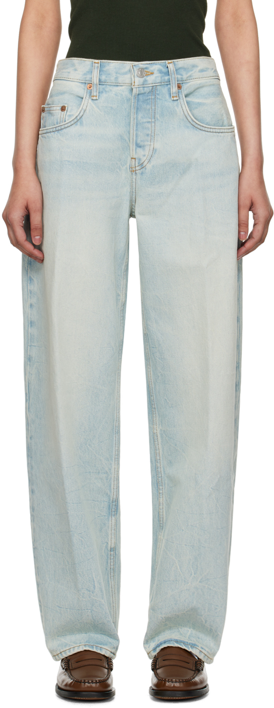 Shop Re/done Blue Wide Taper Jeans In Ranch Water