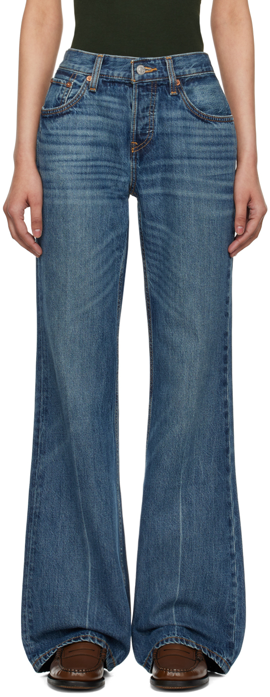 Shop Re/done Blue Loose Boot Jeans In Ranchito