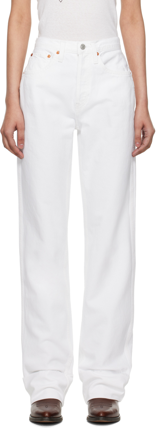 Shop Re/done White Loose Long Jeans