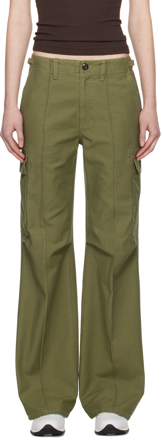 Re/done Green Military Trousers In Bayleaf