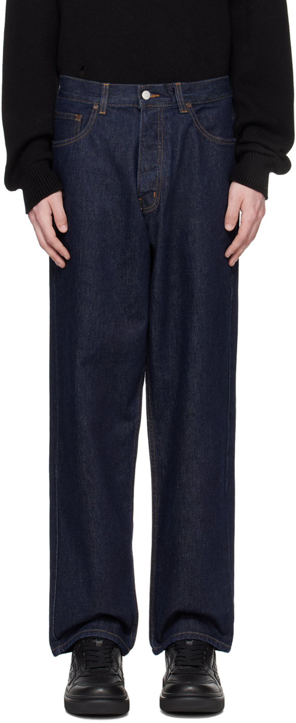 Shop Re/done Blue Baggy Jeans In Rinse Wash