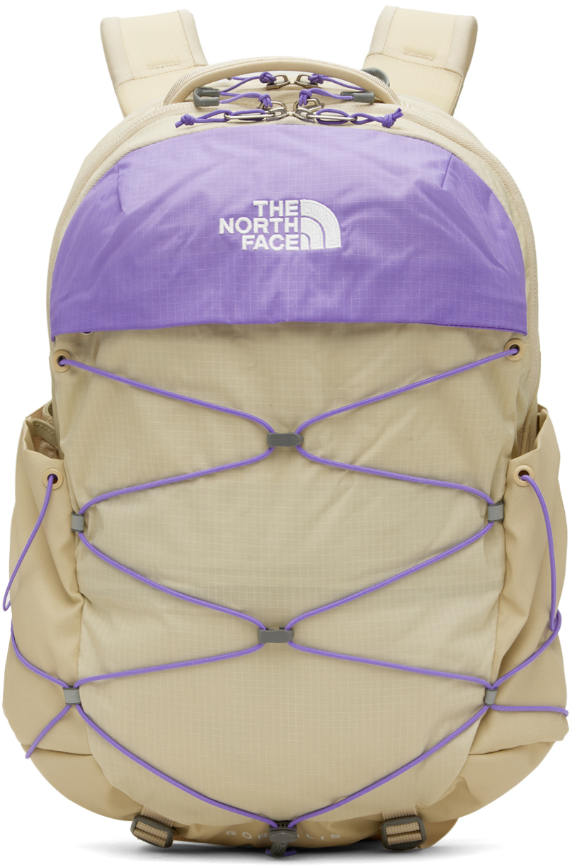 The North Face Beige & Purple Borealis Backpack In Yi8 Gravel/optic Vio