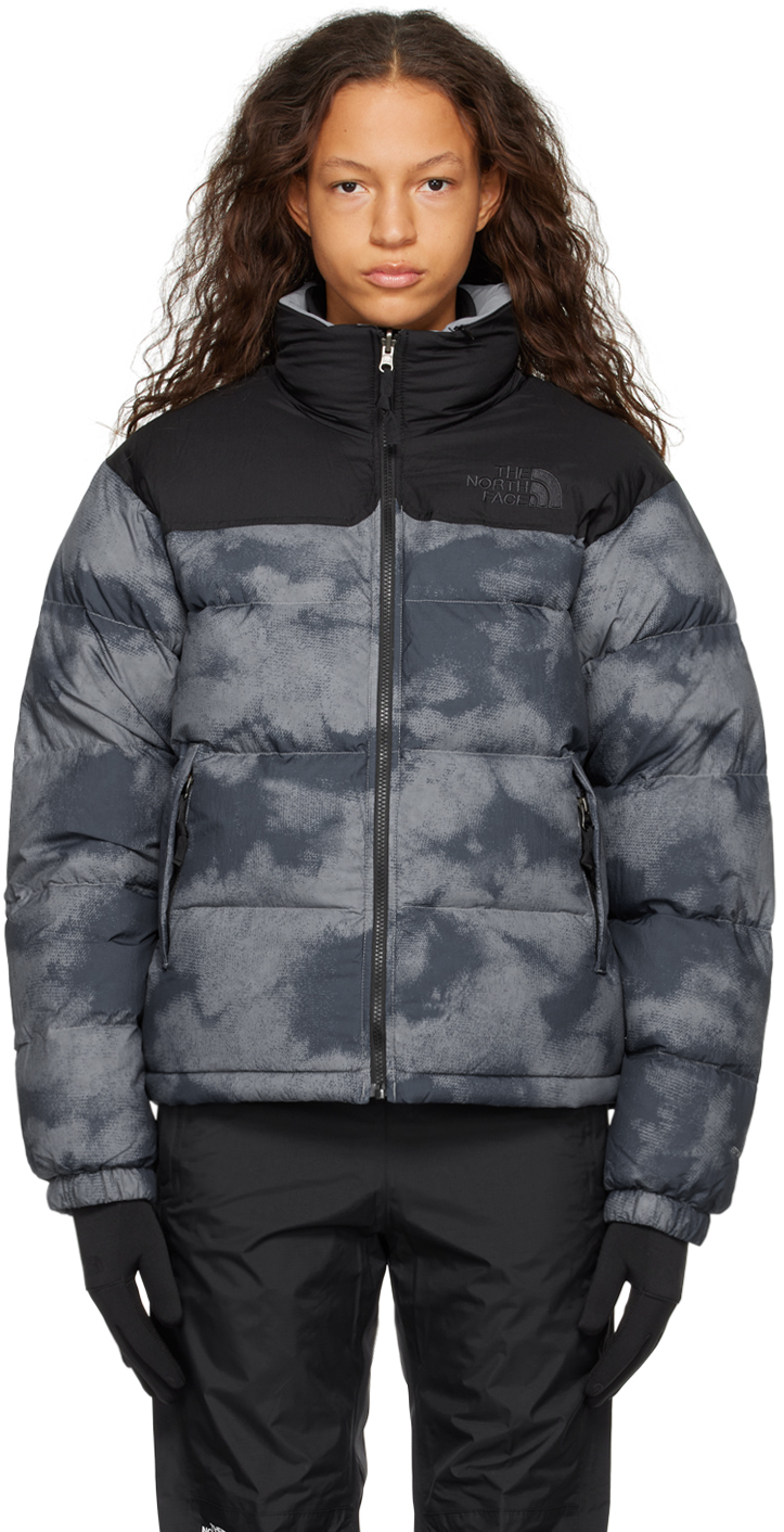 The North Face Gray '92 Nuptse Reversible Down Jacket In Sco Blue Dusk Low-fi