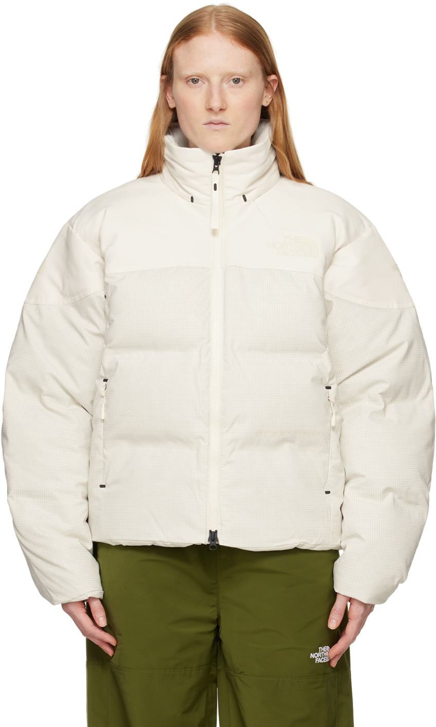 Shop The North Face Off-white Rmst Steep Tech Nuptse Down Jacket In Qli White Dune