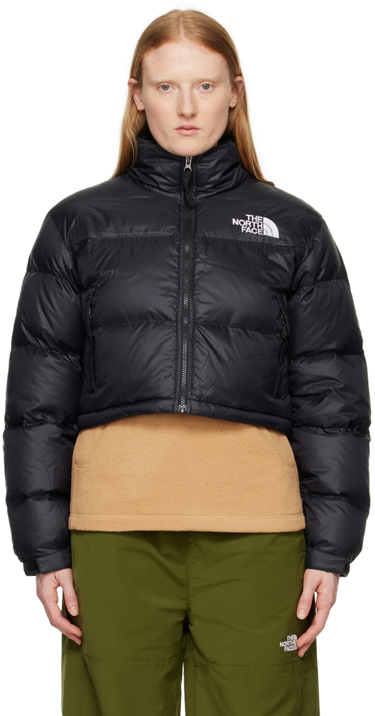 Shop The North Face Black Nuptse Short Down Jacket In Kx7 Tnf Black/tnf Bl