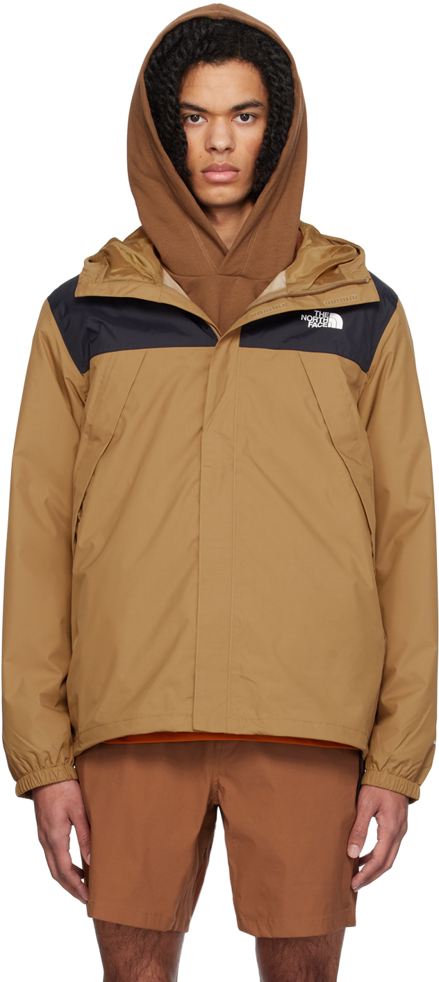 The North Face Brown Antora Jacket In Yw2 Utilbrwn-tnf Blk