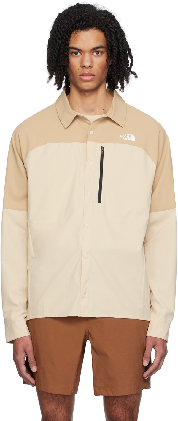 The North Face Beige First Trail Shirt In Pv6 Gravel-khaki Stn