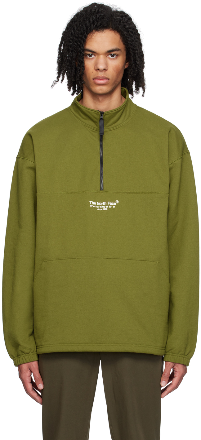 The North Face Khaki Axys Sweater In Pib Forest Olive