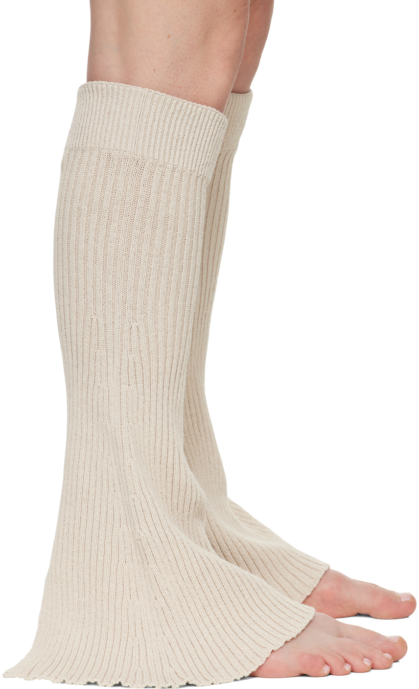 Shop Our Legacy Beige Knitted Gaiter Leg Warmers In Ghost Attic