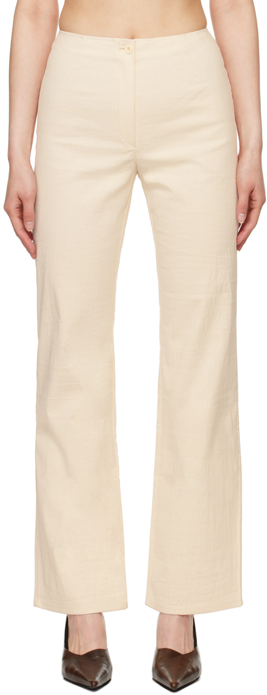 Shop Our Legacy Off-white Biker Trousers In Natural Rustic