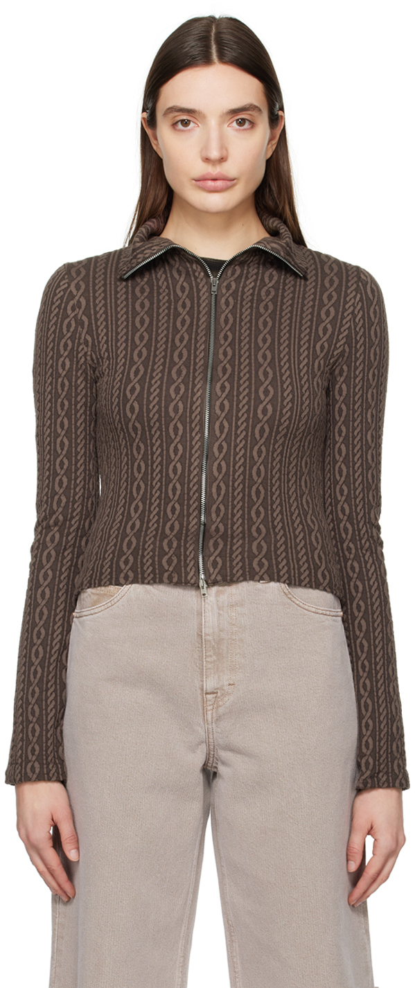 Our Legacy Brown Slim Zip Sweater In Indulgent Choco